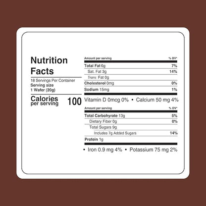 Fiorella Crunch Wafer Cookies - Delicious Chocolate Covered Crispy Thin Wafers with Layers of Hazelnut Cream Filling, Individually Wrapped, Perfect for Snacks, (Pack of 18)