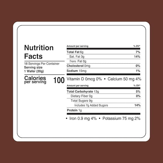 Fiorella Crunch Wafer Cookies - Delicious Chocolate Covered Crispy Thin Wafers with Layers of Hazelnut Cream Filling, Individually Wrapped, Perfect for Snacks, (Pack of 18)
