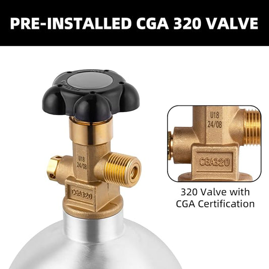 TMCRAFT 20lb CO2 Tank, High Strength Aluminum Alloy Cylinder with CGA-320 Valve, DOT Approved Cylinder for Kegerator kit and Draft Beer Dispensing