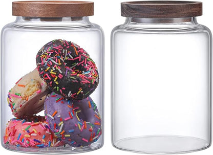 Vacuum Coffee Canister Glass Food Storage Jars With Airtight Lids Borosilicate Glass Coffee Canister Container for Coffee Beans & Grounds Tea Sugar Spices Kitchen (40oz（1200ml)-2 pack