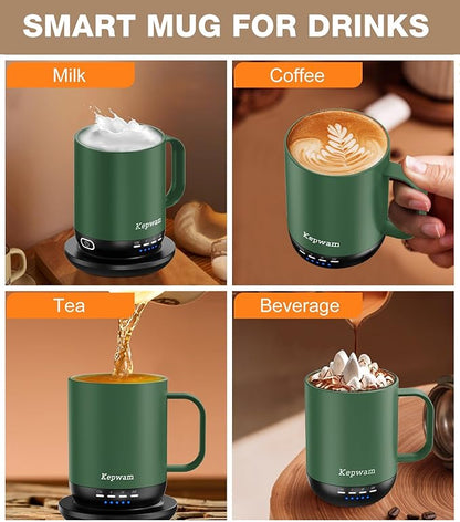 Heated Coffee Mug T1-14oz Fast Heating & Longer Battery Life Self Heating Coffee Mug Hot to 149℉ - Touch & App Controlled Mug Coffee and Hot Beverage Warmer, Gifts for Women and Men
