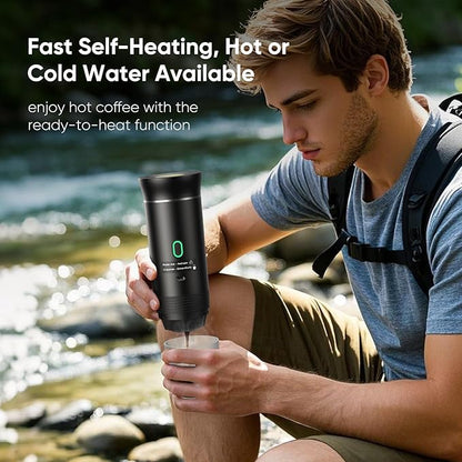 Portable Espresso Machine, Travel Coffee Machine for Camping, Car Self-Heating Coffee Maker with USB-C,Compatible With Ground Coffee & NS Capsules, Portable Espresso Maker for RV, Home, Hiking