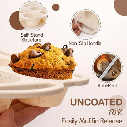 Silicone Mini Muffin Pan, 24 Cups Muffin Tin Baking Mold With Reinforced Stainless Steel Frame Inside, Nonstick Bakeware Cupcake Pan BPA Free, 2PCS