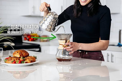 Barista Warrior Compatible for Chemex & Hario V60 Pour Over Coffee Filters - Reusable Stainless Steel - Best Coffee Maker and Bar Accessories (Silver)