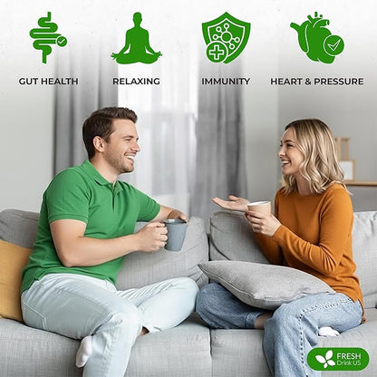 FreshDrinkUS, Premium Green Ginger Tea | 75 Tea Bags | Sencha Green Tea with Ginger, Lemongrass, Turmeric, Hibiscus & Peppermint | Natural Herbal Blend | Comfort & Refreshing, Vegan