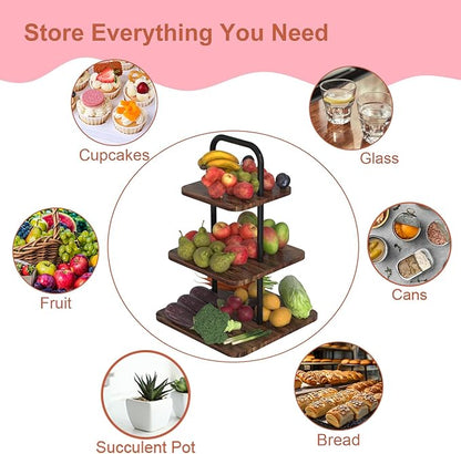 Cupcake Stand, 3-Tier Dessert Stand for 32 Cupcakes, Wood & Metal Tower Display Premium Holder Dessert Tree Tower for Wedding Graduation Birthday Christmas Party, Serving Tray
