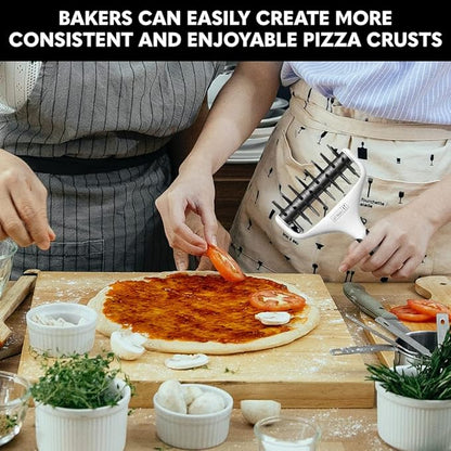 Orblue Pizza Dough Docker Pastry Roller with Spikes, Pizza Docking Tool for Home & Commercial Kitchen - Pizza Making Accessories that Prevent Dough from Blistering, Black