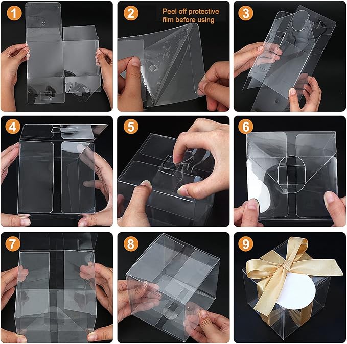 COTOPHER 120 Pcs Clear Boxes for Favors, 3x3x3 Inches Clear Gift Boxes PET Material Party Favor Boxes Plastic Small Gift Boxes with Lids, Candy Boxes for Wedding Favors Baby Shower
