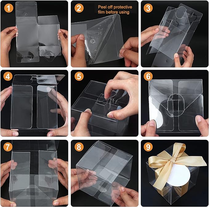 COTOPHER 60 Pcs Clear Boxes for Favors, 3x3x3 Inches Clear Gift Boxes PET Material Party Favor Boxes Plastic Small Gift Boxes with Lids, Candy Boxes for Wedding Favors Baby Shower