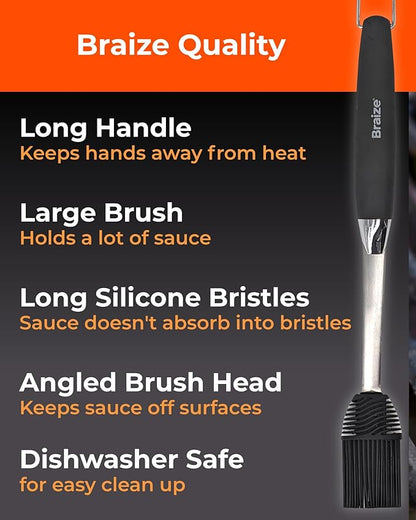 Grill Basting Mop – Silicone BBQ Basting Brush for Cooking, Oil & Sauce Brush for Grilling, Heat-Resistant Baster Brush, Dishwasher Safe Grill Mop for BBQ, Smoking, Roasting