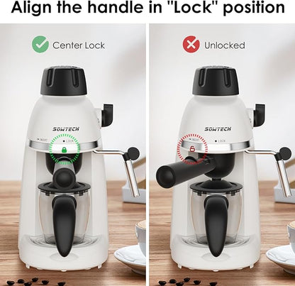 Coffee Machine, 3.5 Bar Espresso Cappuccino Machine with Milk Frother, 1-4 Cup Portable Coffee Maker for Latte, Cappuccino, 800W, White