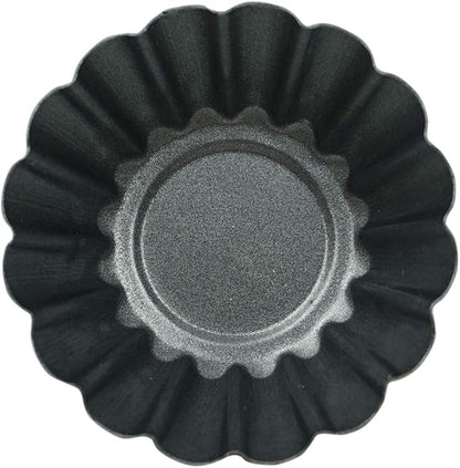 12 Pack Egg Tart Pan, Non-stick Carbon Steel Tartlet Tins, Mini Pie Mould, Muffin Cupcake Pudding Baking Cup Maker - for Pies, Chinese Egg Tart, Cakes (Big Size 3"x 0.9")