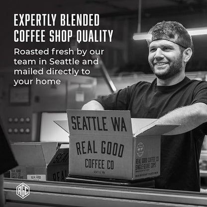 Real Good Coffee Company Medium Roast Ground Coffee - Ground Donut Coffee Flavor - Espresso & French Press Friendly - Crafted from 100% Arabica Beans - 32 Oz - Pack of 1