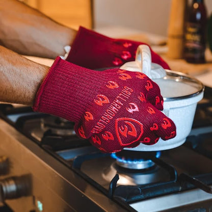 Grill Armor Oven Gloves 932°F Extreme Heat & Cut Resistant Oven Mitts with Fingers for BBQ, Cooking, Grilling, Baking – Accessory for Smoker, Cast Iron, Fire Pit, Camping, Fireplace and More