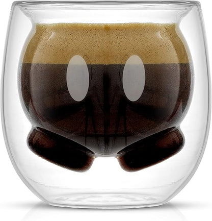 JoyJolt Mickey Pants and Minnie Skirt 3D 2oz Espresso Cups. Double Walled Espresso Glasses (2pc) Small Double Wall Glass Coffee Cups. Demitasse Cups, Espresso Measuring Cup or Liqueur Shot Glasses