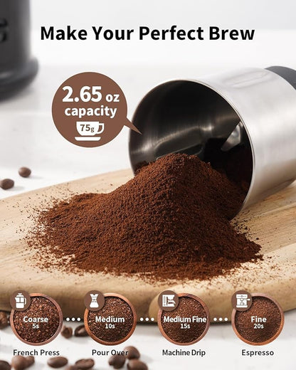 SHARDOR One Touch Coffee Grinder Electric, Spice, Herb, For Coffee Bean Spices and Seeds with 1 Removable Stainless Steel Bowl, Dry Grinder, Black