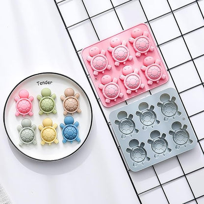 2 Pcs Turtle Ice Cube Molds, 6 Cavity Turtle Shaped Silicone Molds, for Chocolate, Candy, Jello, Wax Melts, Muffin, Cupcake Cake Decor, Gummies