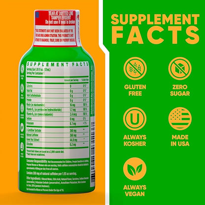 Vitamin Energy Immune+ Extra Strength Energy Shot Watermelon Burst 12 Pack, 260mg Natural Caffeine, B-Vitamins, Citicoline, Green Tea, Immunity & Focus Support, Zero Sugar, Gluten-Free 1.93 fl oz