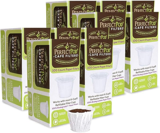 Cafe Filters Paper Liners for Reusable K Cup Coffee Pods by Perfect Pod - Fits All Brands, Compatible With All Refillable Capsules - Disposable Paper Filters (1,000-Ct)