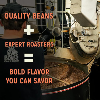 Bones Coffee Company Berry Chocolate Stardust, Berries and White Chocolate Flavored Coffee, Medium Roast Low Acid Arabica Beans For Auto drip and French Press Coffee Maker, 12 Oz Ground