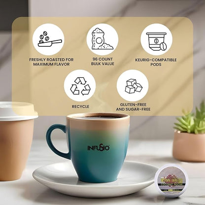 InfuSio Coffee Pods – 96 Count, Coconut Mocha (Flavored Coffee) Single Serve Coffee Pods for Keurig K Cup® Brewers, Compatible with Keurig 2.0 Brewers