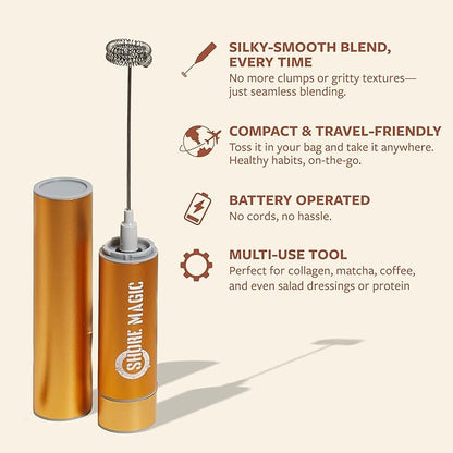 Premium Frother, High-Powered Handheld Whisker, Stainless Steel Mini-Blender for Homemade Lattes & Cappuccinos, Battery Operated Premium Frother, One Piece