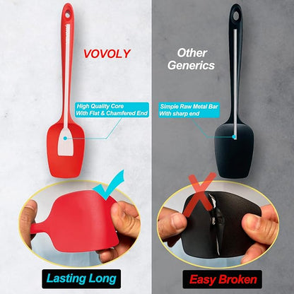 Silicone Spatula Set, Heat Resistant Rubber Spoon Spatula with Seamless One Piece Design, Non-Stick Spoonula, Flexible Scrapers Baking Mixing Tool,3 Pack, Multi-color