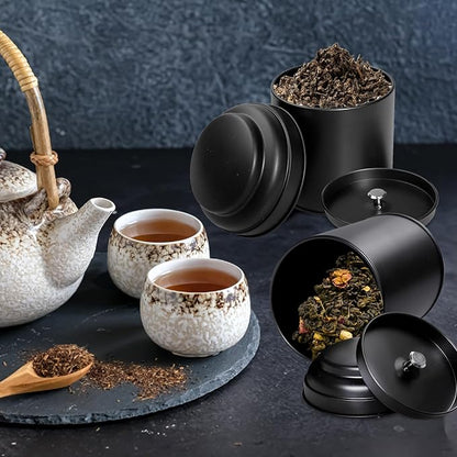 15 Pieces Tea Canisters 8 oz Round Tin Can Containers with Sealed Double Lids for Loose Leaf Tea,Coffee, Sugar, Candy, Spices Storage(Black)