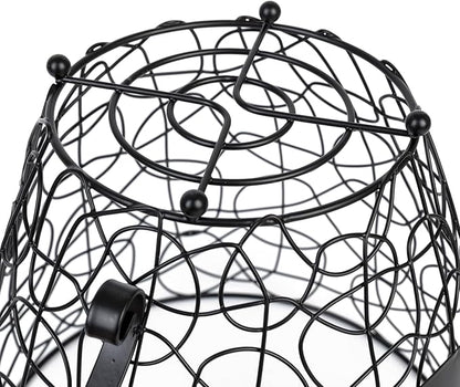 Coffee Pod Holder, Super Large Capacity K-Cup & Nespresso Capsule Basket, XL Metal Kcup Storage, Bar Organizer for Kitchen Dinning Room Office Home Cafe Hotel (Black-Round-Cup)