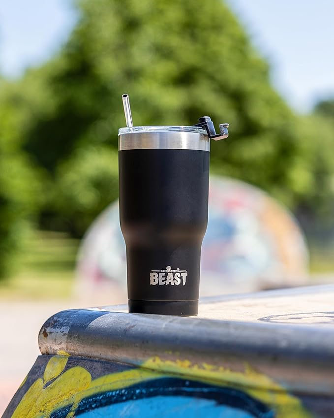 Beast 20 oz Tumbler Stainless Steel Vacuum Insulated Coffee Ice Cup Double Wall Travel Flask (Matte Black)