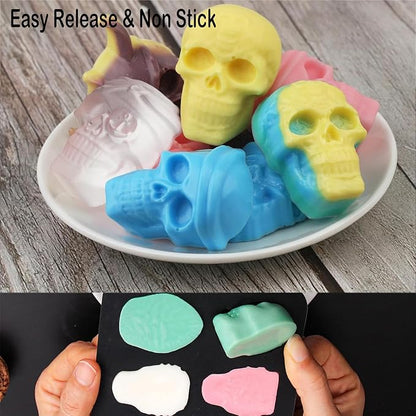 10 Cavity Skull Chocolate Molds,Halloween Silicone Skull Candy Mold for Jelly Crayon Resin, Pack of 2