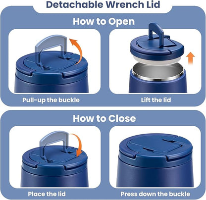 Soup Thermo for Hot Food 20oz Lunch Containers with Buckle Lid Wide Mouth Hot Food Jar Vacuum Insulated Stainless Steel Bento Box Leakproof with Spoon(Blue)