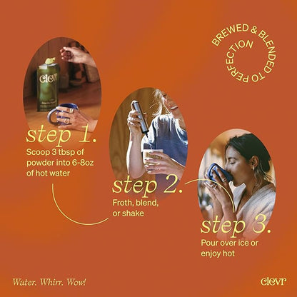Clevr Blends Chai Tea Latte, Instant Superfood Powder Blend with Oat Milk, Lions Mane, Reishi Mushroom, Black Tea, Organic Spices, Coconut Cream, Ashwagandha, Oprah’s Favorite Things 2022, (30 Lattes)