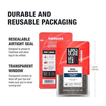 Tiesta Tea - Royal Breakfast, Loose Leaf, Classic English Black Tea, Premium Blend, High Caffeine Hot & Iced, Brews Up to 25 Cups, 1.7 Ounce Resealable Pouch