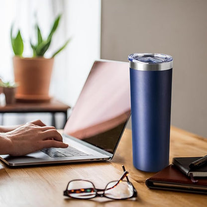 20 oz Skinny Tumbler with Lid and Straw,Stainless Steel Vacuum Insulated Tumbler Cup Double Wall Leak-proof Coffee Mug,Travel Thermal Water Tumbler for Home,Office,Outdoor(Navy Blue,1)