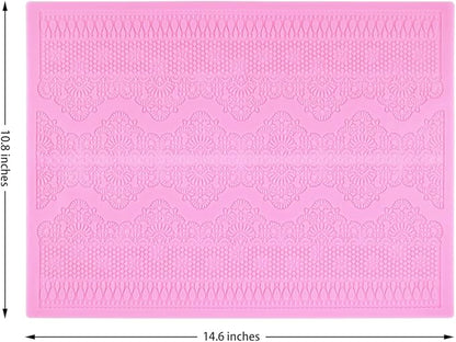 Embossing Lace Fondant Molds, Multi Circle Flowers Lace Mat Wedding Cake Decoration Tool, Silicone Lace Mat Mold for Cakes