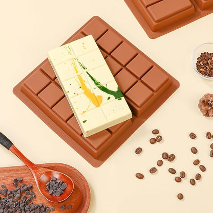 Dubai Chocolate Molds 1 Inch Deep, Silicone Chocolate Bar Mold – Non-Stick, Flexible, Large and Thick Homemade Chocolates, Candies, and Desserts - Set of 3