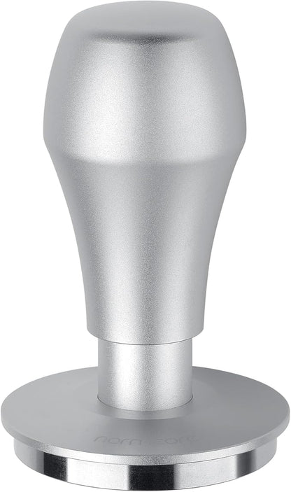Normcore 58.5mm Coffee Tamper V4.1 with Click Sound Feedback, Espresso Barista Hand Tamper, Spring Loaded Tamper With Flat Base, Anodized Aluminum Handle, Compatible with 58mm Espresso Machine, Silver