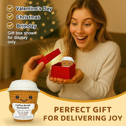 Coffee Lovers Birthday Gifts for Women Men, Positive Animals Espresso Themed Office Desk Decor, Inspirational Motivational Encouragement Little Reminders Present