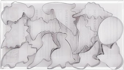 Dinosaur Cookie Cutters Set Small Size Stainless Steel Shaped for Kids Birthday Party Supplies,Footprint,Dinosaur Eggs,different dinosaur shapes.