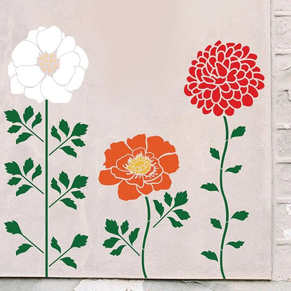 12PCS Large Flower Stencils for Painting on Wood 12 x 12 Inch Giant Wall Stencil with Brushes Large Pattern Floral Stencils Sunflower Paint Stencil for Walls Garden Fence Furniture