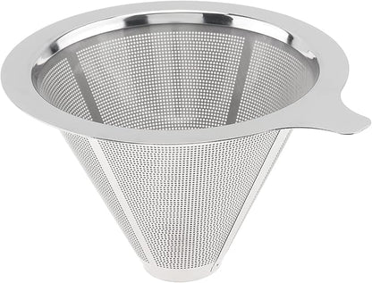 TQEONKL Pour Over Coffee Dripper,Paperless Reusable Coffee Filter,Metal Cone Reusable Single Cup Coffee Maker (2-4 cups)