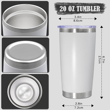20 oz Tumbler Coffee Tavel Tumblers Bulk with Lid Stainless Steel Double Wall Vacuum Insulated Mug Powder Coated Cups fit Car Cupholder for Hot and Cold - White, 12Pack
