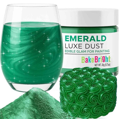 Bulk (20g) Luster Dust Edible Cake Decorations, Edible Luster Dust for Cakes, Green Edible Luster Dust for Cupcake Decorations, Cake Drip, Edible Paint, Green Edible Shimmer Dust for Drinks