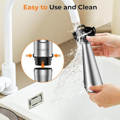 KOIOS Immersion Blender Handheld - Trigger Variable Speed 5-in-1 Immersion Hand Blender 1100W, Anti-Scratch Stainless Steel Shaft, Chopper & Milk Frother, Non-BPA for Soup, Baby Food and Smoothies