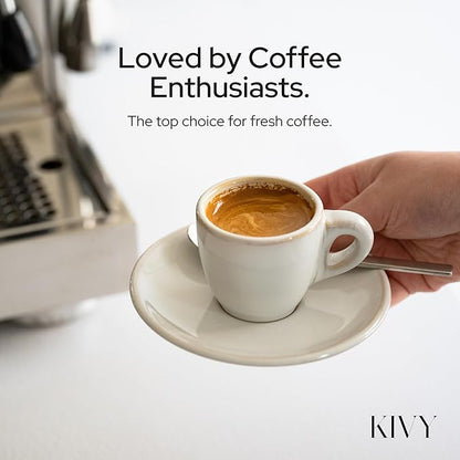 KIVY Vacuum Coffee Canister (Large) - Push Lid Preserves Aroma & Oil - Stainless Steel Airtight Canister - Container for Ground & Coffee Bean Storage - Removes Excess Air