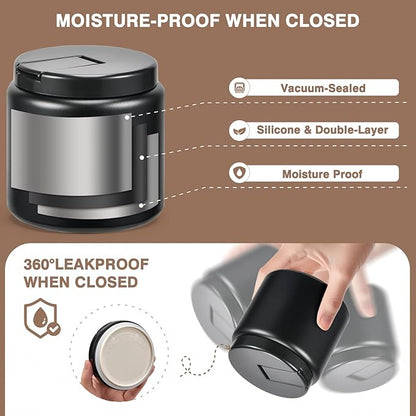 Coffee Canister, Premium Large Stainless Steel Insulated Vacuum Coffee Bean Storage Container Travel Jar, Kitchen Food Airtight Coffee Grounds Container for Tea, Sugar, Flour (26oz-Black)