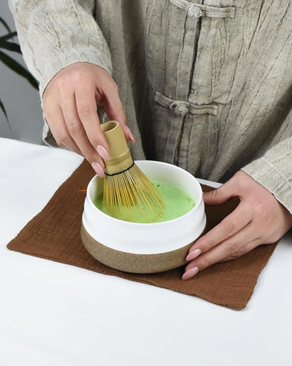 Artcome Premium Matcha Tea Set - 19.6oz Ceramic Bowl, Bamboo Whisk, Scoop, Whisk Holder & Brewing Guide - Authentic Japanese Tea Ceremony Tools for Matcha Preparation