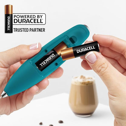 Zulay Kitchen Tornado Whisk Milk Frother with 4 AA Duracell Batteries - Triple Whisk for More Power - Handheld Coffee Frother with Stand - Drink Mixer for Lattes, Matcha & Protein Shakes