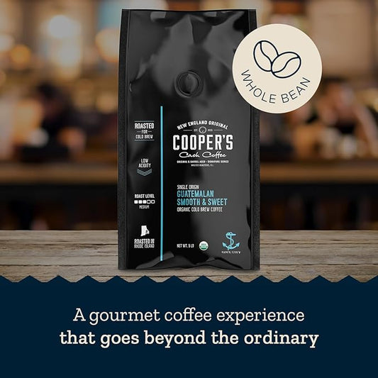 Organic Cold Brew Coffee - Guatemalan Coffee Beans Crafted For Cold Brewing - Whole Bean or Coarse Grind, Medium Roast, 5 lb